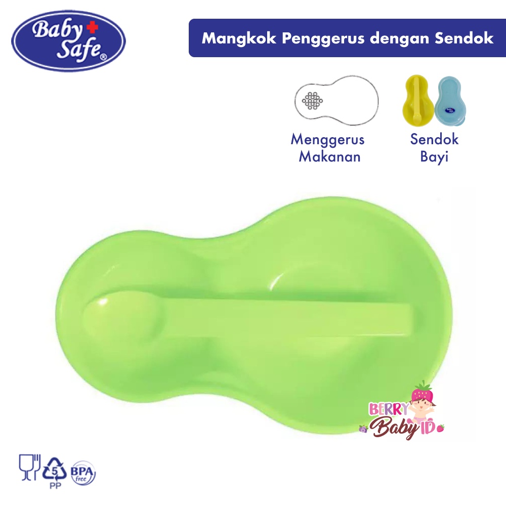 Baby Safe All In 1 Set Mangkok Grinder dan Sendok Grinder Bowl Spoon BBS039 Berry Mart