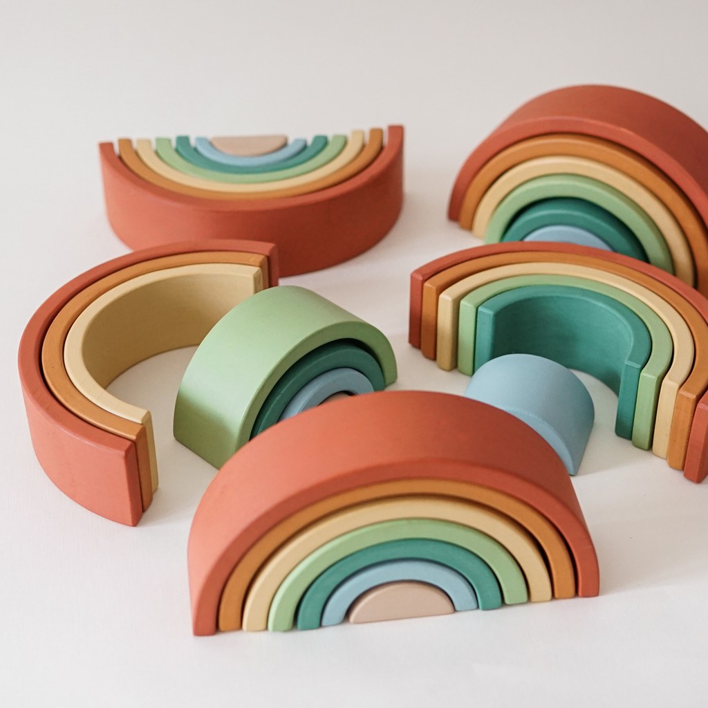 Letter In Pine - Rainbow Boho Color / Wooden Toys / Mainan Kayu Anak