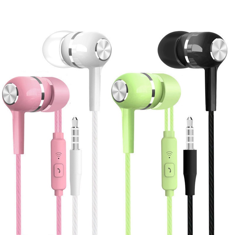 Macaron Color Wire Control Headphone Headphone Peredam Kebisingan Dengan Mikrofon 3.5MM