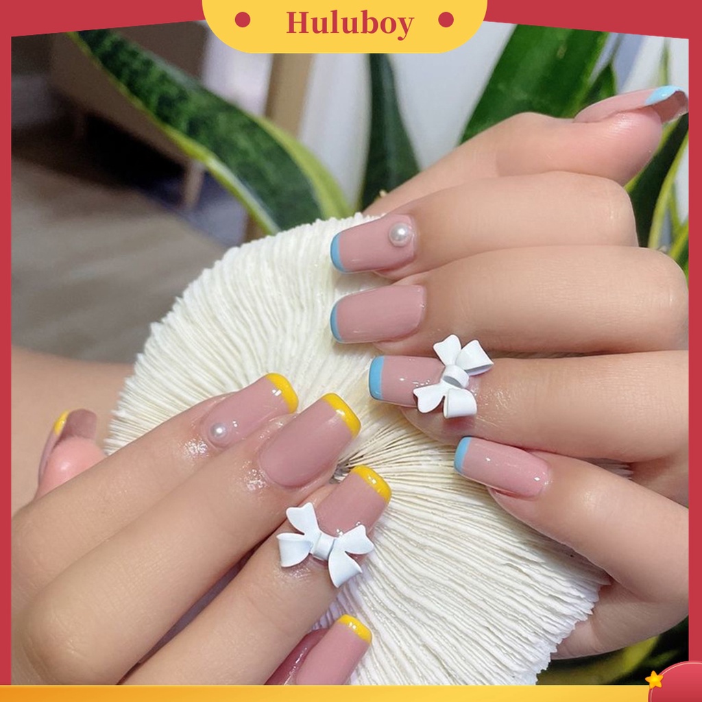 Huluboy Huluboy♡ 20pcs / Set Ornamen Pita 3D Efek Frosted Bahan Resin Warna-Warni Untuk Dekorasi Nail Art