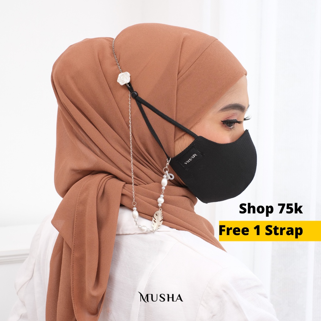 Musha 3in1 Strap &amp; Connector - ROSE CHAIN | Tali Masker / Strap Masker / Konektor Masker