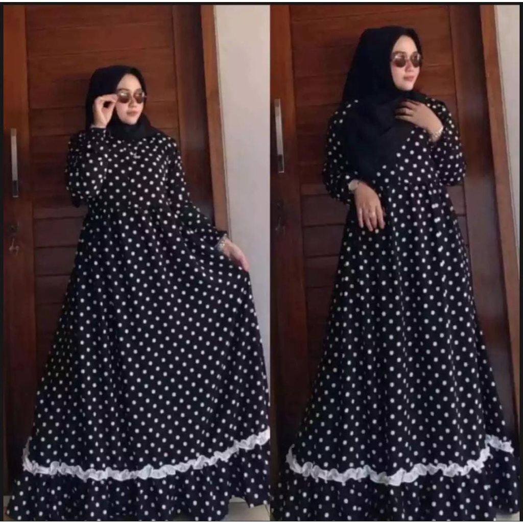 LANGSUNG KIRIM Gamis Mayung Monalisa Ori Polkadot / Gamis Klok Polkadot Terbaru Harga Terjangkau