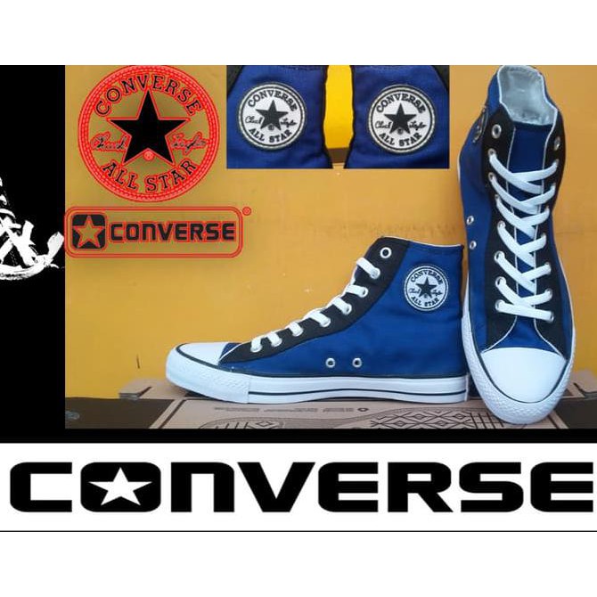 Dfb Sepatu Converse All Star High Biru Eyelet Hitam + Box Grade Original Pk