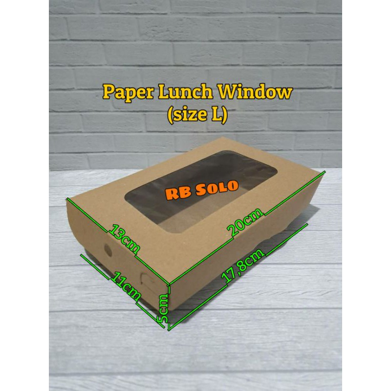 Paper Lunch Box Kraft Window L Take Away Box Makan Laminasi Dalam