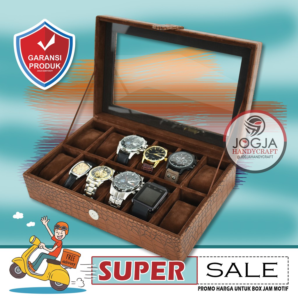 PROMO MOTIF - Kotak Tempat Jam Tangan Isi 12 / Box Jam / Watch Box Full Motif