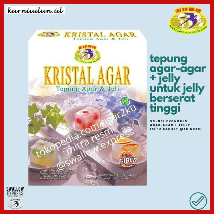 

RAGA-RAGA- PROMO KRISTAL AGAR TEPUNG AGAR-AGAR + JELLY SWALLOW GLOBE BRAND -GNIDUP-NAHAB.