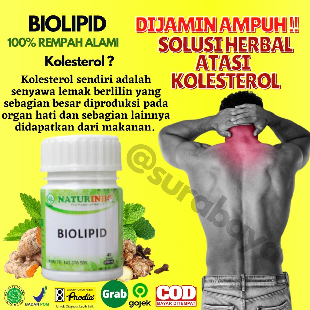 Obat Penurun Kolestrol Kolesterol Tinggi 250 Asam Urat Obat Herbal Penurun Kolestrol Jahat Darah Tinggi Obat Penghancur Lemak Darah Herbal Ampuh Menurunkan Kolesterol Bpom Jamu Kolestrol Stroke Jantung Koroner Tradisional Biolipid Naturindo Surabaya-1