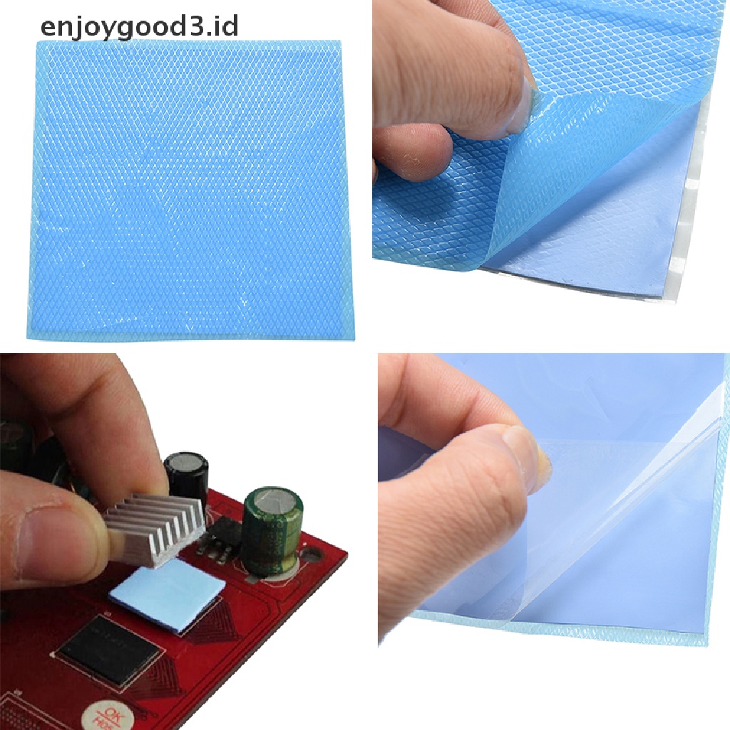 Pad Silikon Konduktif Termal Pendingin Heatsink Warna Biru Ukuran 100mm X 100mm X 1mm