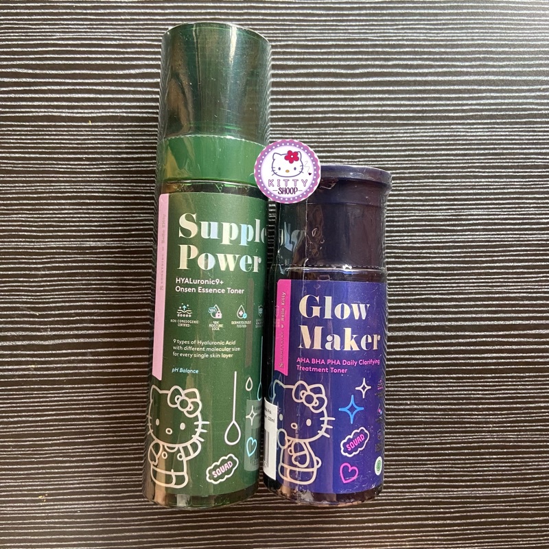 SOMETHINC Double Toning Kulit Bebas Breakout Kit (SUPPLE POWER Hyaluronic9+ Onsen Essence Toner &amp;  GLOW MAKER AHA BHA PHA Clarifying Treatment Toner)
