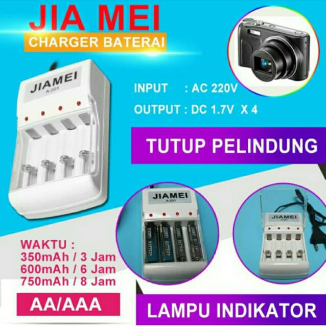 Charger Baterai isi 4 tipe AA/ AAA JM 201