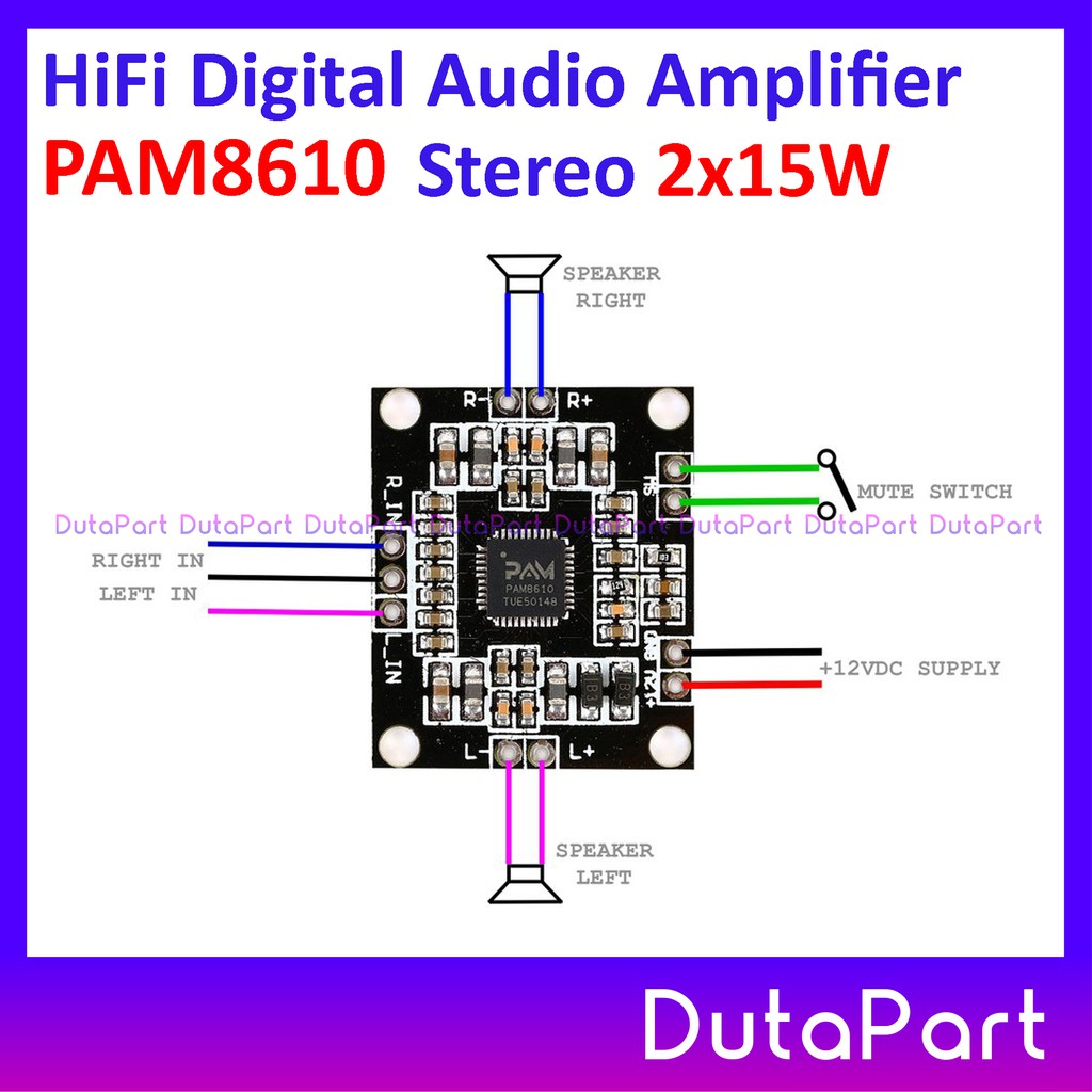 PAM8610 Mini HiFi Digital Audio Amplifier PAM-8610 Stereo 2 x 15W 12V DC