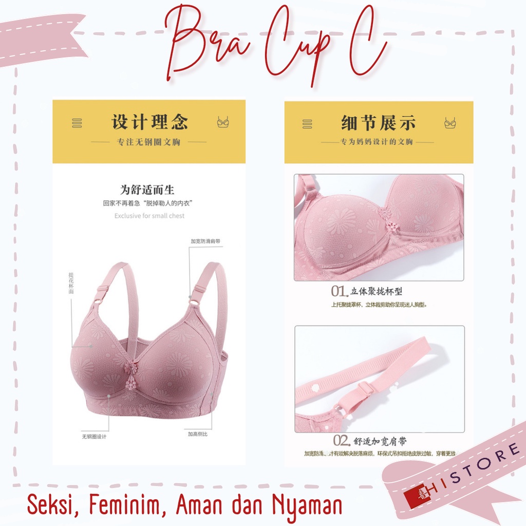 [HI] Bra BH JUMBO Cup 3/4C Fashion Wanita Bra wanita Premium BH Busa Tipis Tanpa Kawat Sangat Nyaman 2028