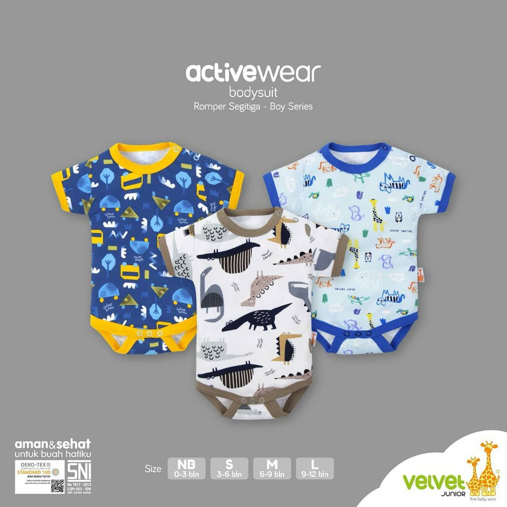 Velvet Junior Activewear Bodysuit Romper Segitiga &amp; Segiempat Boy Edition