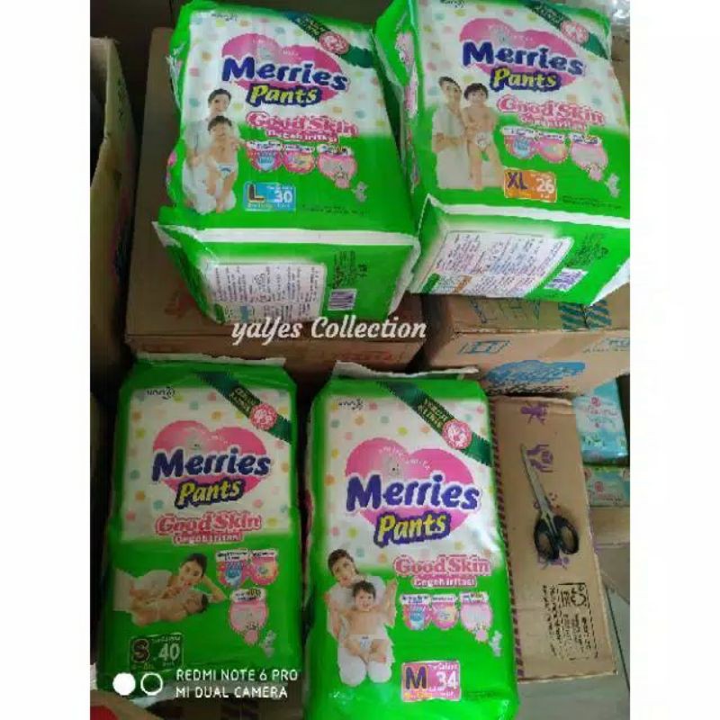 Merries S40 M34 L30 XL26 diapers popok merries S 40 M 34 L 30 XL 26 pants