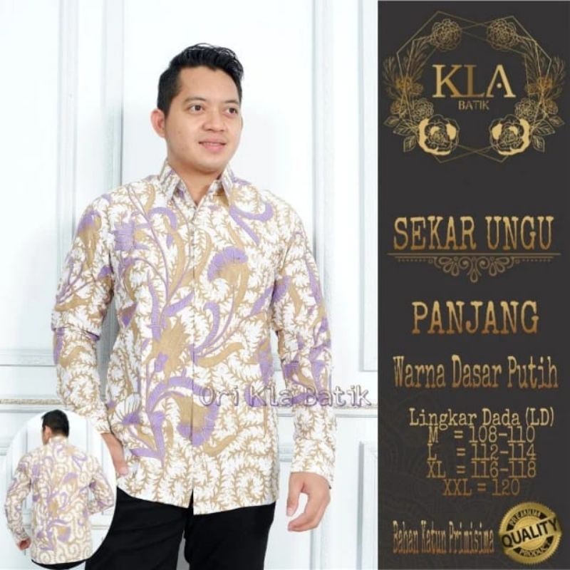 SEKAR UNGU BAJU BATIK PRIA LENGAN PANJANG