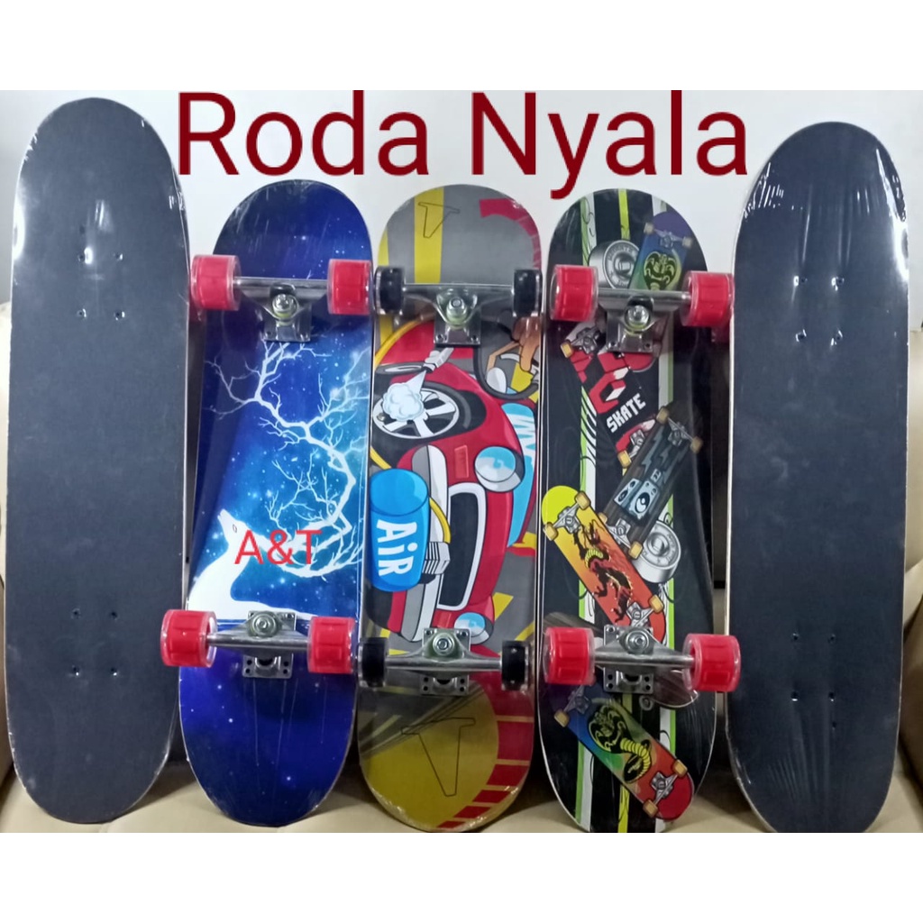 BISA COD PAPAN LUNCUR SKATEBOARD XL FULLSET DEWASA BESAR KAYU SKATE BOARD RODA NYALA