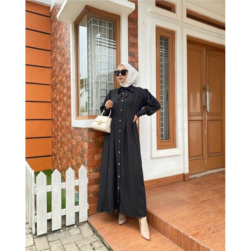 (MGA) GAMIS LEPHIA BALOON BUSUI FULL KANCING MOSCREPE PREMIUM DRESS