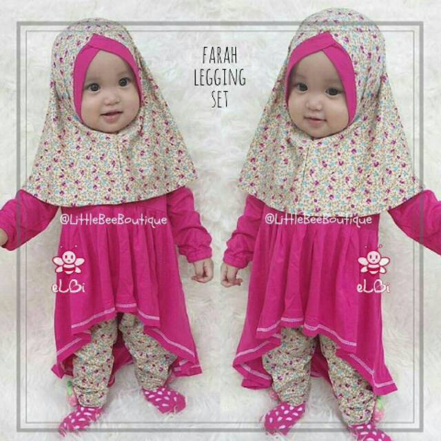  eLBi  farah legging set I setelan baju  muslim  anak  lucu 