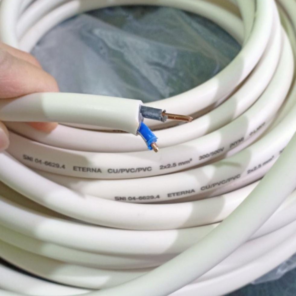 Kabel Listrik Tembaga Isi 2 x 2.5 mm / Kabel Kawat ETERNA 2x2.5 NYM (PER METER)