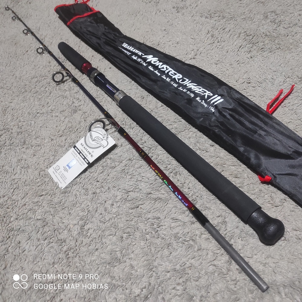 joran pancing  kaku carbon solid seahawk Monster Jigger III 150. 165. 180