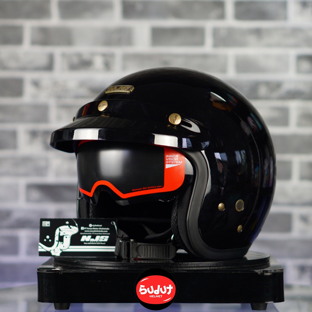 Helm NJS NX-2 NX2 Original Dewasa Premium Retro Inner Visor Paket Kaca Datar Atau Cembung-1