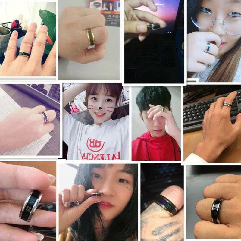 Cincin Titanium Pria Wanita Pengukur Suhu Tubuh