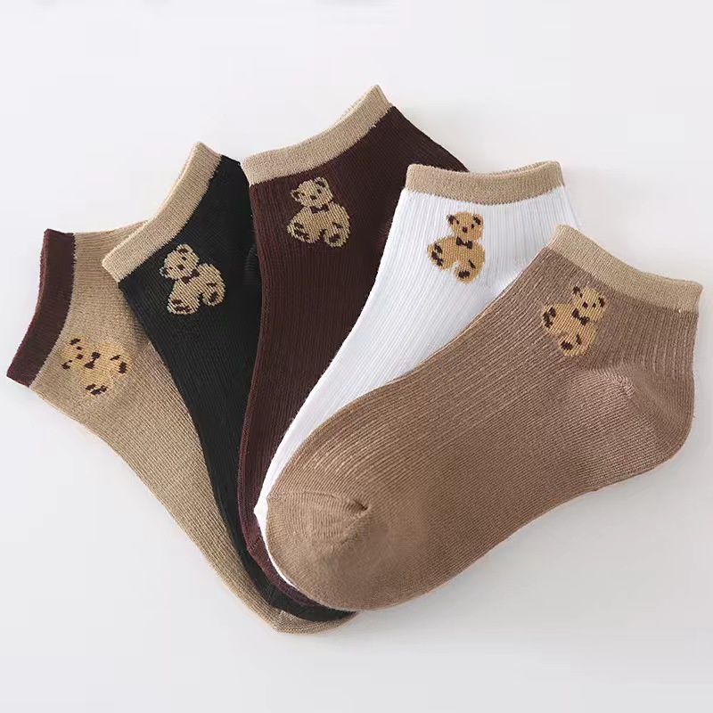 ☀ Sunly ☀ A211 Kaos Kaki Wanita Motif Bear Kotak Kaoskaki Fashion Korea Women Sock Import