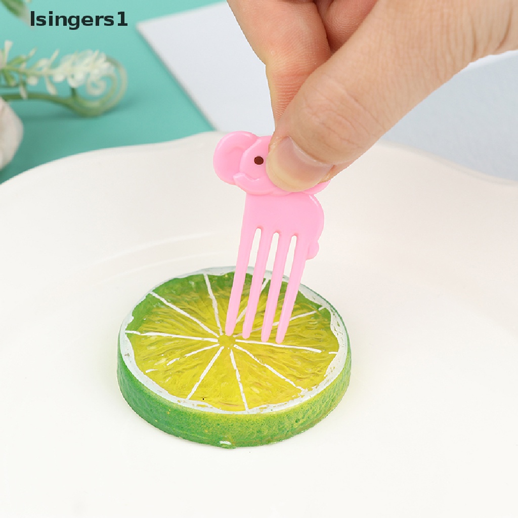 (lsingers1) 10pcs Garpu Buah / Kue / Dessert Mini Motif Kartun Hewan Untuk Anak