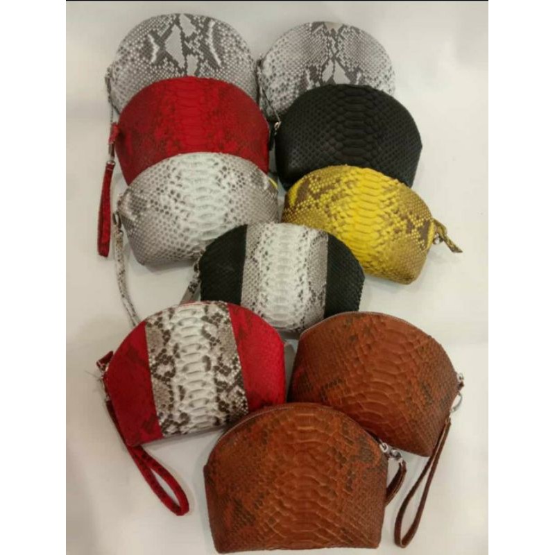 Dompet Kulit Ular Oval plong Tanpa tali panjang