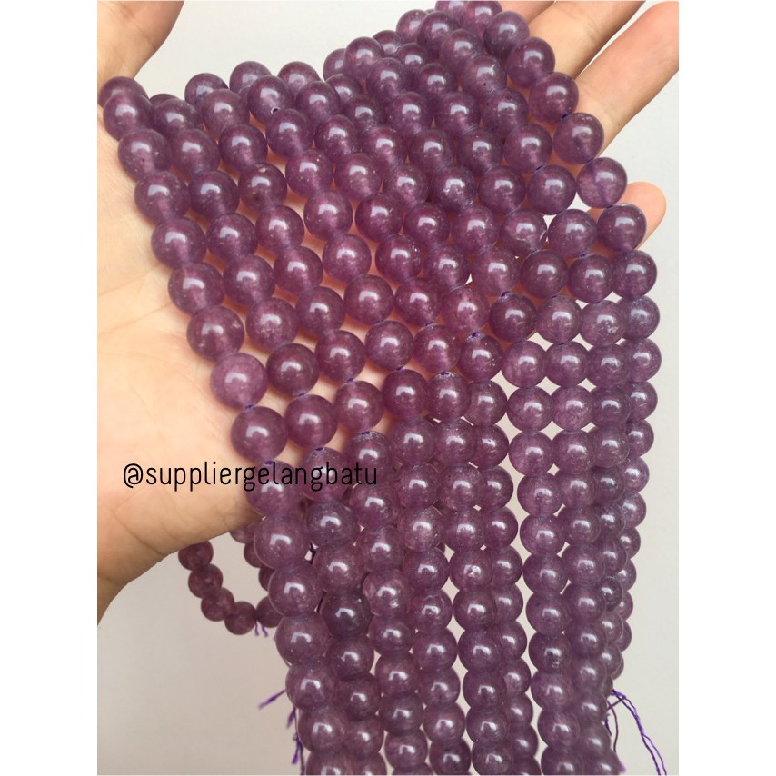 batu agate 10mm ungu bening clear purple cubung aksesoris fashion ol grosir kerajinan bahan craft