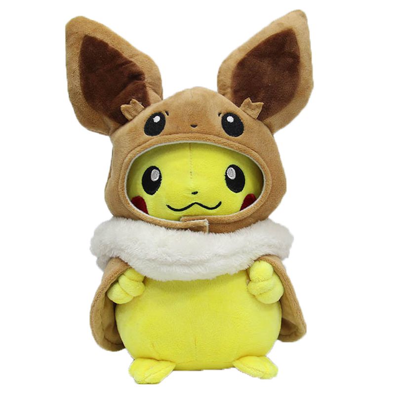 Pokemon Eevee Center Pikachu Ponco Boneka Mewah Figure Boneka Mainan Hadiah Hewan