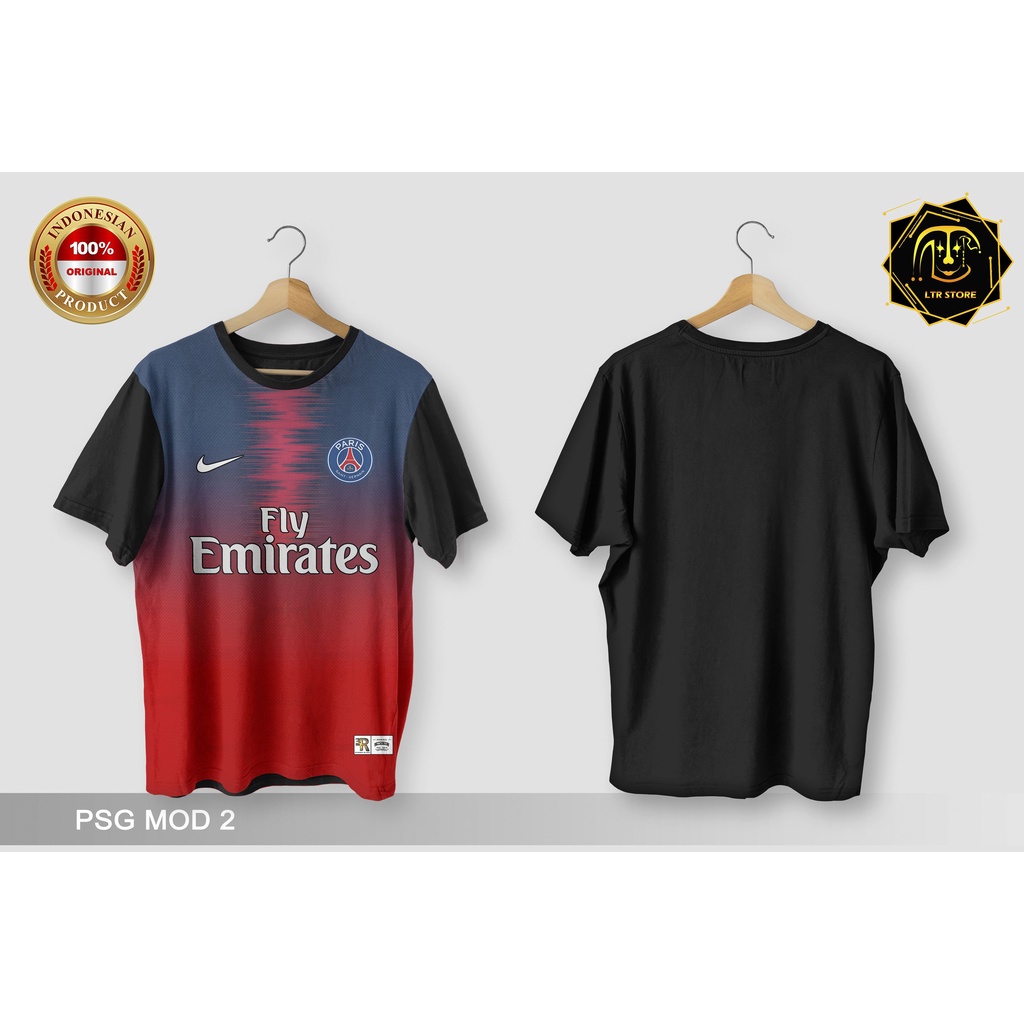 [ BAYAR DI TEMPAT ] BAJU PRINTING GAMBAR SEPAK BOLA PSG MOD 2  - KAOS DISTRO ORIGINAL MOTIF OLAH RAG