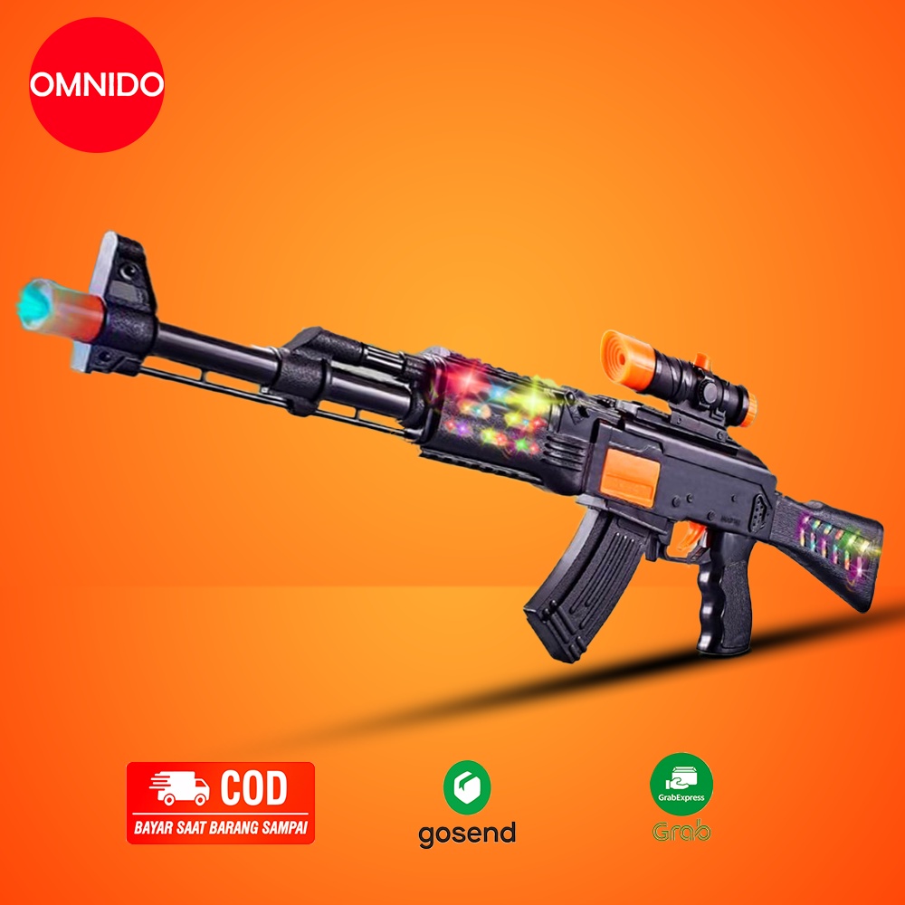 Mainan Tembak Tembakan Senapan AK47 AK12 Mainan Anak Bunyi dan Lampu