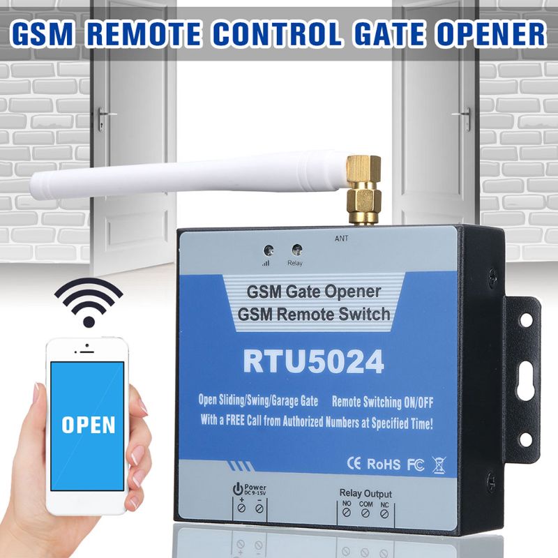 Gro RTU5024 Gate Opener Remote Switch Relay Akses Pintu Dengan Kontrol Dial GSM Gratis