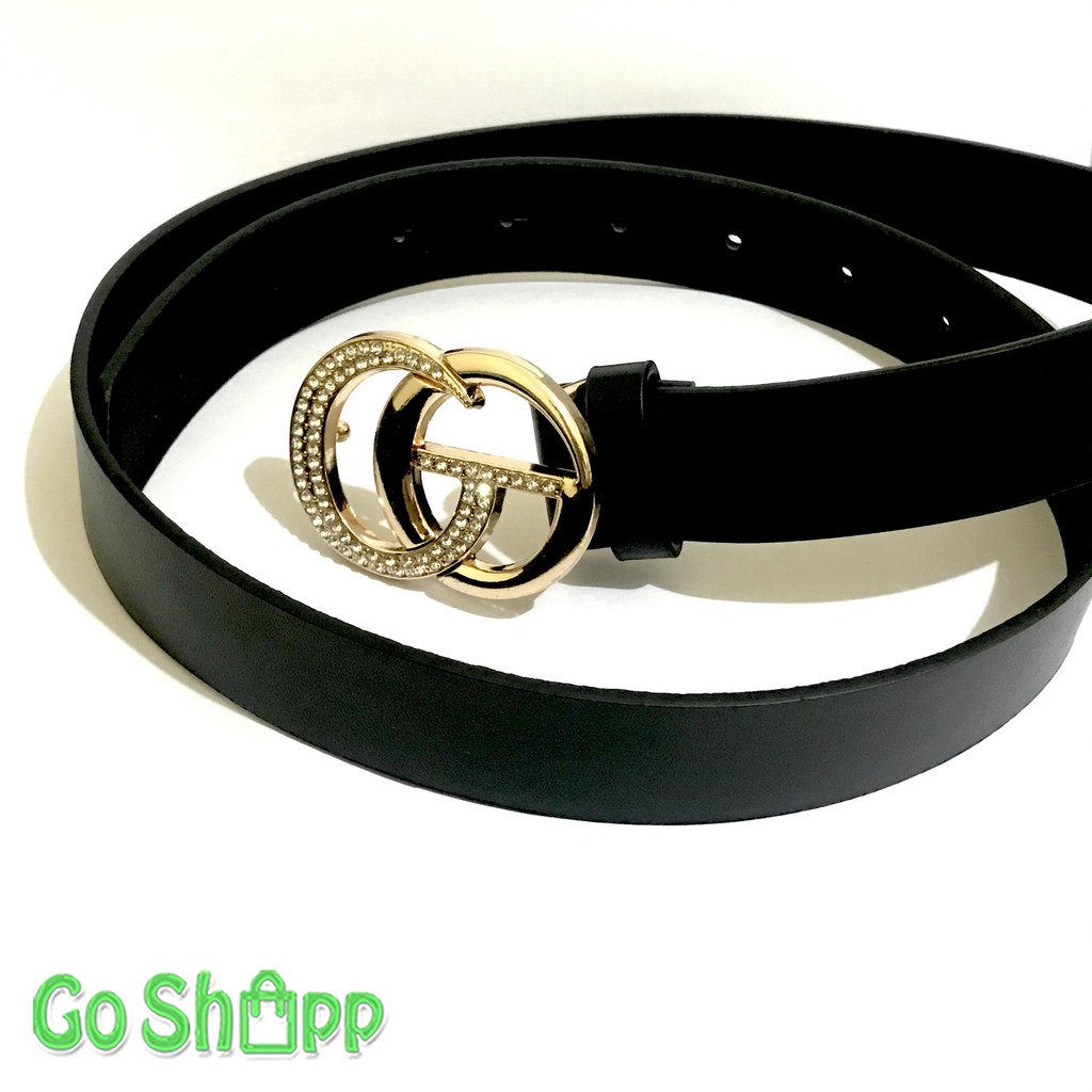 Gesper Wanita Import Tulisan GO Diamond Tali Pinggang Wanita Kekinian Ring Belt Korea [IK09]