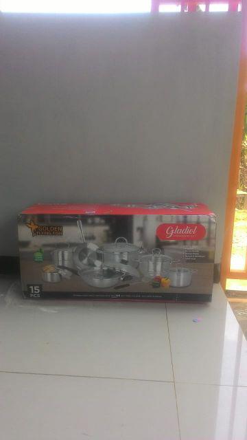 Panci Set 12 Pcs Gladiol Golden Flying Fish Cookware Set Stainless Steel Tebal