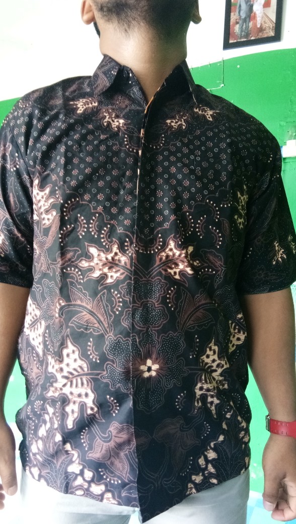 Perwira Pendek Kemeja Batik Pria Full Furing Bahan Katun Sragenan