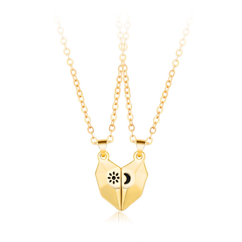 2pcs Kalung Pasangan Dengan Liontin Hati Magnetik Untuk Hadiah Valentine