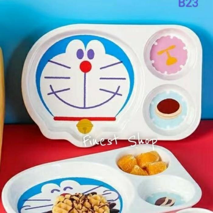 Piring Keramik Doraemon Piring Sekat Tempat Lauk Nasi Makanan Anak