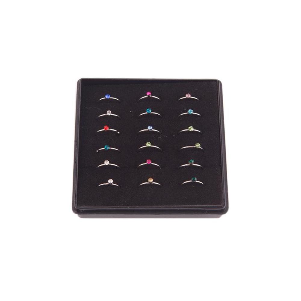 Timekey 18Pcs Anting Tindik Hidung Bahan Surgical Steel Hias Kristal F9O4