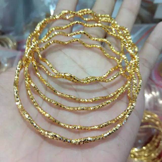 Fourfashion Gelang Kroncong Dewasa 1set 6pcs Gold Silver Xuping&quot;
