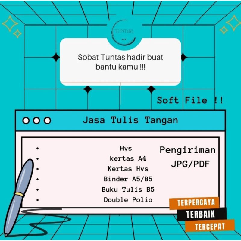 TERMURAH |  JASA TULIS (Buku Tulis/A4/A5/BINDER/HVS/POLIO) || Soft File