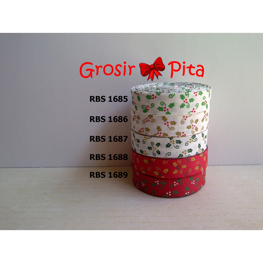 

(25 yard) Pita Grosgrain Motif Natal RBS 1685,1686,1687,1688,1689 | Pita Christmas | Toko Bahan Craft | Grosir Pita
