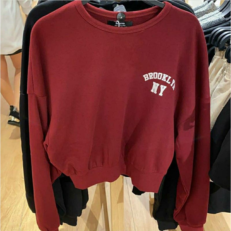 NY BROOKLYN SWEATER/ HODDIE WANITA MAROON / PAKAIAN WANITA