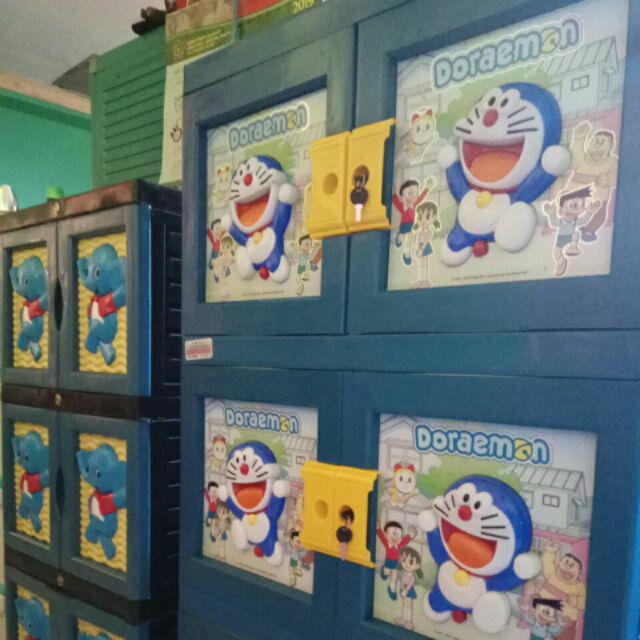  Lemari Plastik Naiba 3 Susun 9573 Doraemon 3D Kunci 