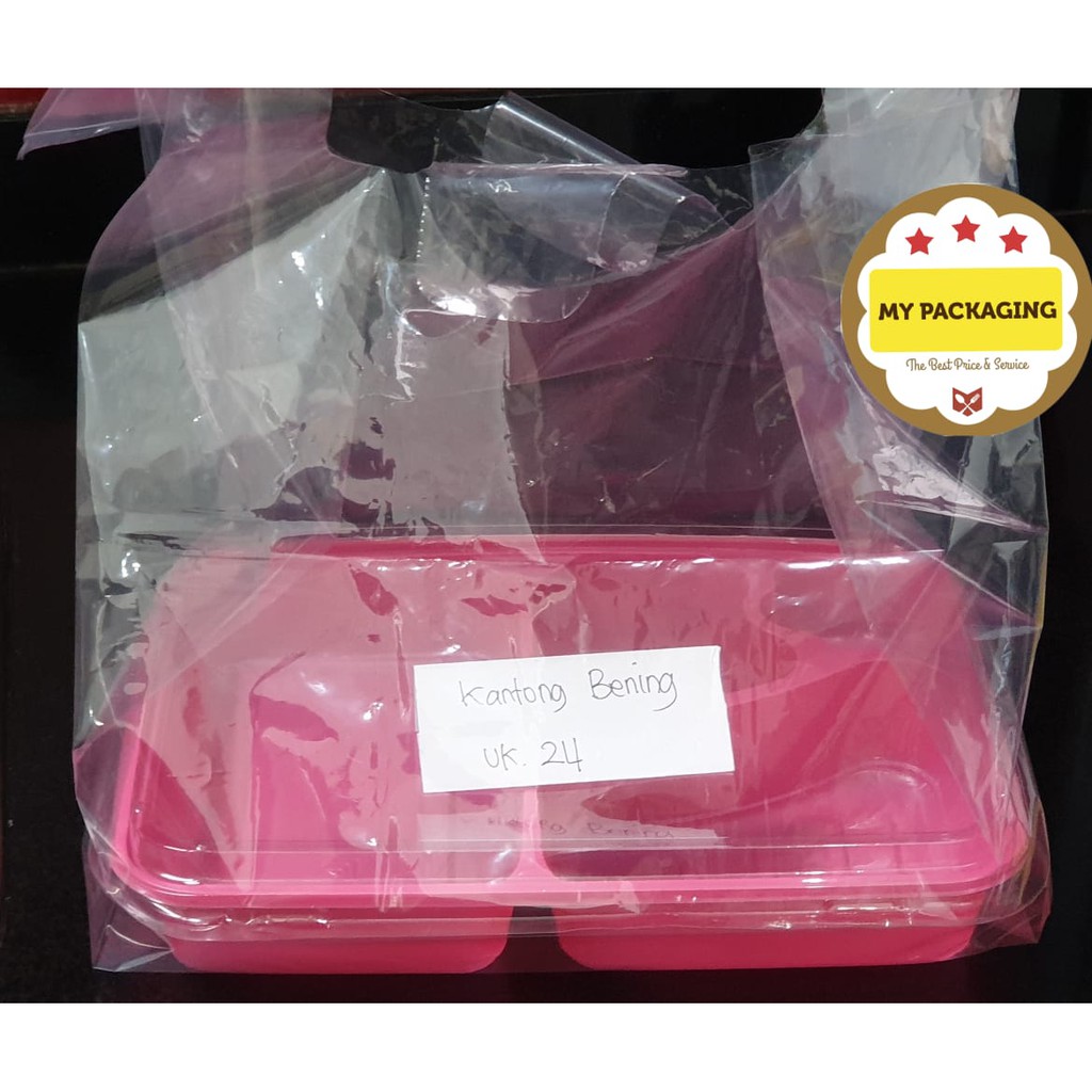 Kantong 24 plastik BENING PE TEBAL 24cm - 250Gr/pack isi 22 pcs Kresek Transparan Tebal