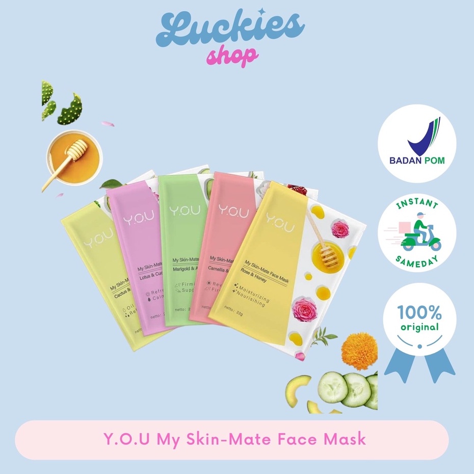 Official Distributor YOU My Skin-Mate Face Mask (harga satuan) Masker YOU Face Mask Masker Wajah