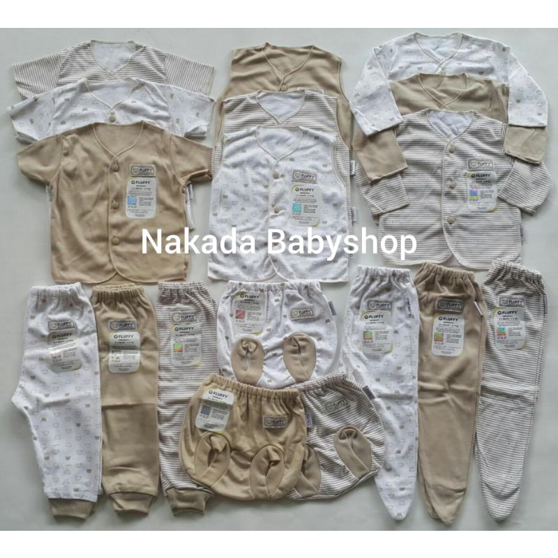 FLUFFY PERLENGKAPAN BAYI BARU - PAKET BAJU BAYI NEWBORN KHAKI SERIES