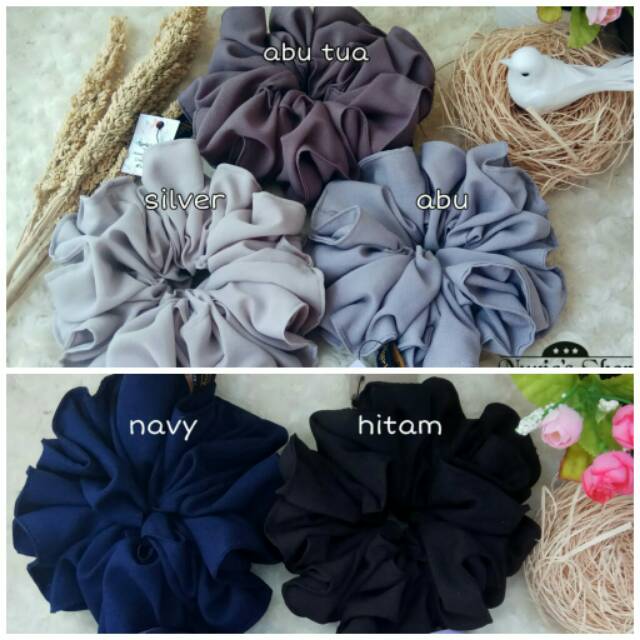 Ikat Rambut Warna A Cepol Hijab Scrunchie Jumbo Kunciran Konde Jilbab Shopee Indonesia