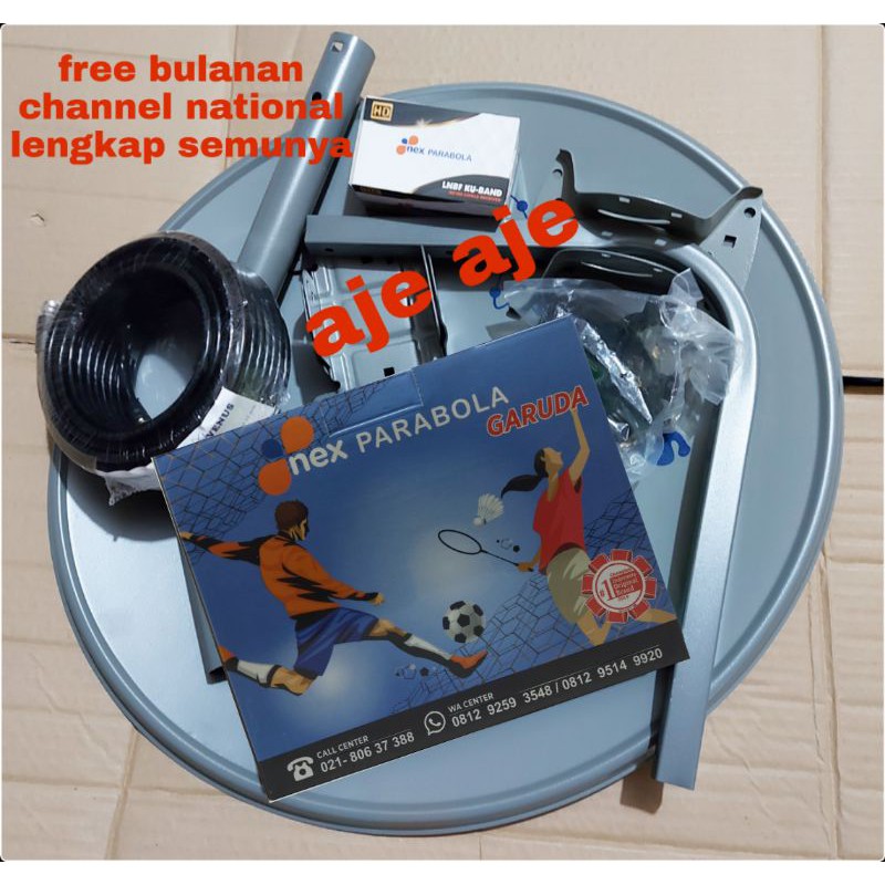 PARABOLA MINI 45CM LENGKAP RECEIVER NEX PARABOLA BIRU FREE CHANNEL